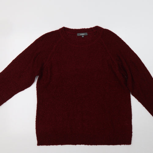 Studio Womens Red Crew Neck  Acrylic Pullover Jumper Size 18