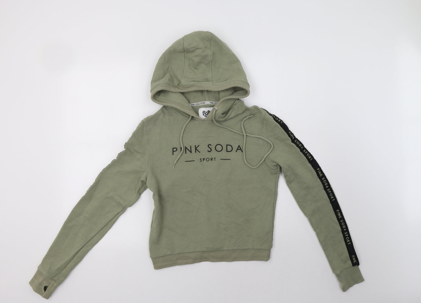 Pink Soda Womens Green  Cotton Pullover Hoodie Size 8