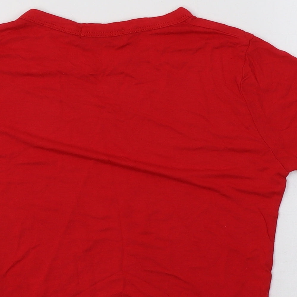 PRETTYLITTLETHING Womens Red  Viscose Cropped T-Shirt Size 8 Crew Neck