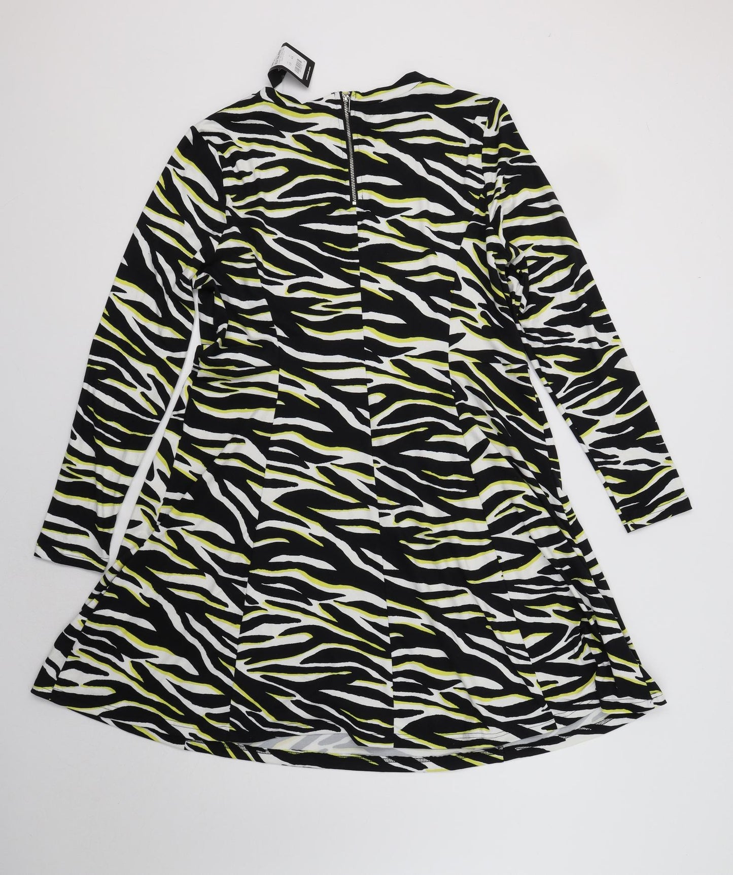 New Look Womens Black Animal Print Polyester Fit & Flare  Size 18  Crew Neck