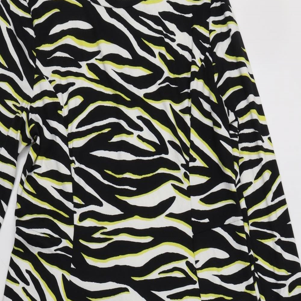New Look Womens Black Animal Print Polyester Fit & Flare  Size 18  Crew Neck