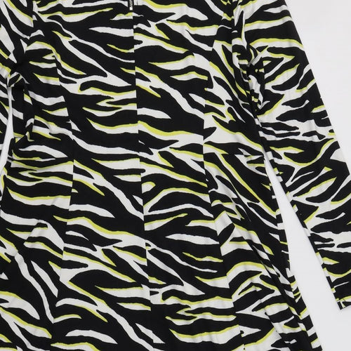 New Look Womens Black Animal Print Polyester Fit & Flare  Size 18  Crew Neck