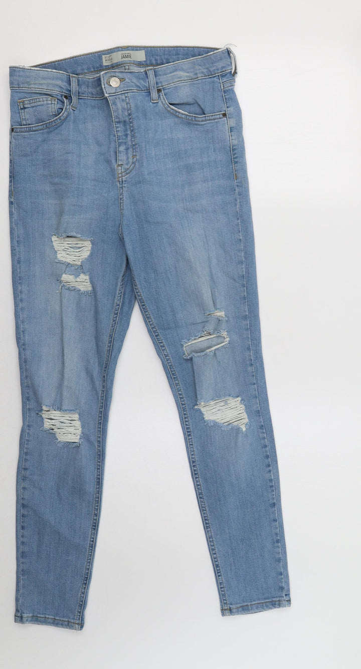 Topshop Womens Blue  Cotton Skinny Jeans Size 30 L30 in Regular