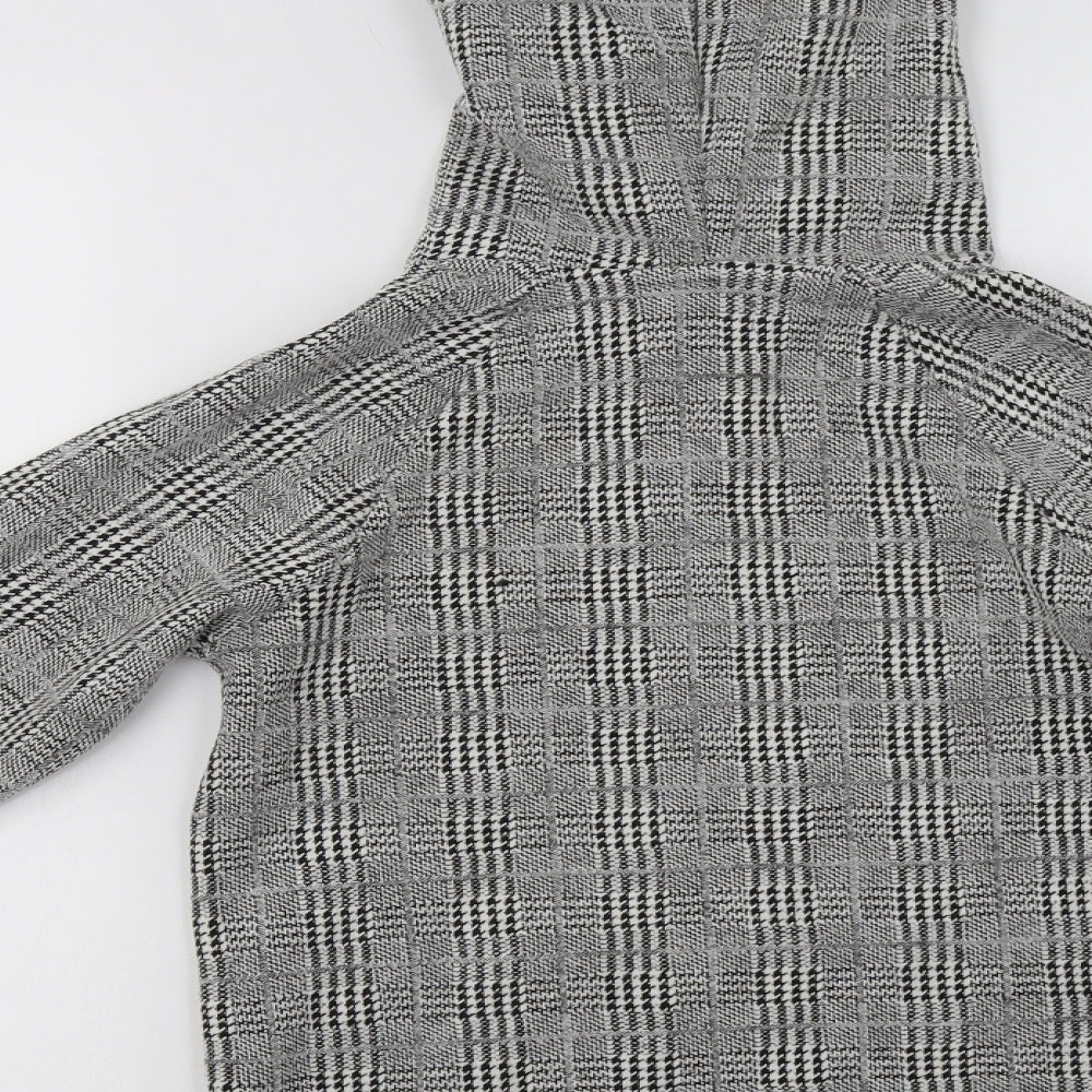 River Island Girls Grey Check Cotton Pullover Hoodie Size 9-10 Years