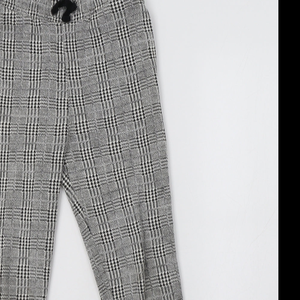 River Island Girls Grey Check Cotton Jegging Trousers Size 9 Years  Regular