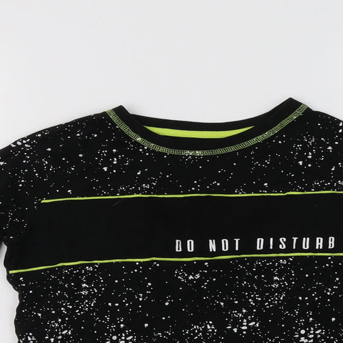 Matalan Boys Black Polka Dot Copper Basic T-Shirt Size 11-12 Years Crew Neck