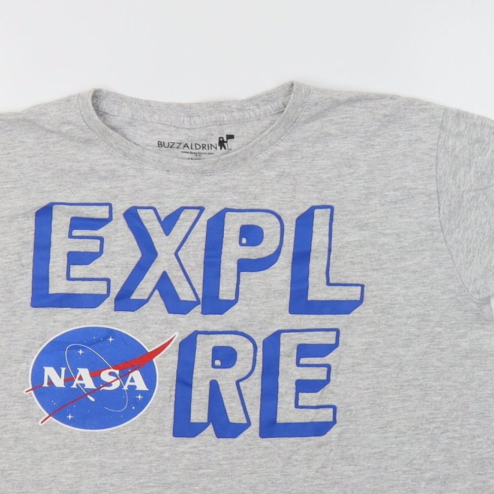 Buzzaldrin Boys Grey  Cotton Basic T-Shirt Size 12-13 Years Crew Neck  - NASA