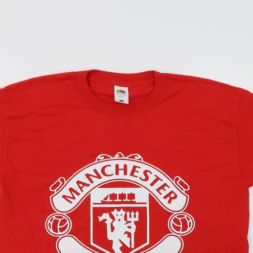 Fruit of the Loom Mens Red  Cotton  T-Shirt Size S Crew Neck  - Manchester United