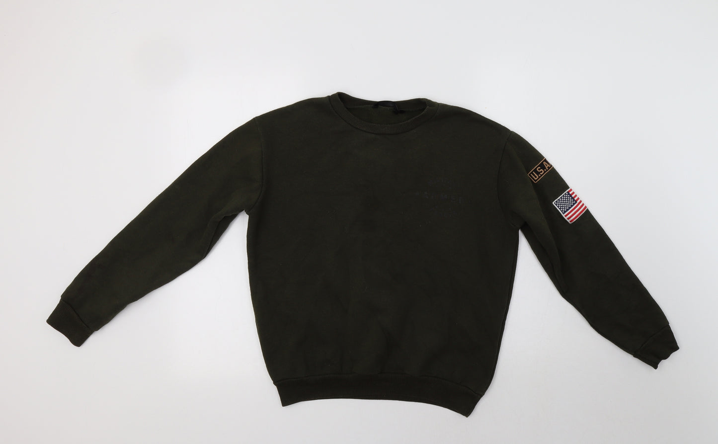 Goldigga Womens Green  Cotton Pullover Sweatshirt Size 10