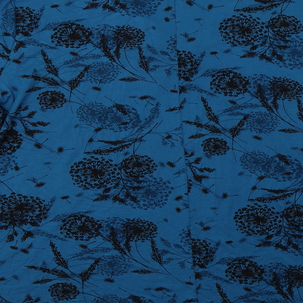 Bonmarché Womens Blue Floral Viscose Tunic Blouse Size 22 V-Neck