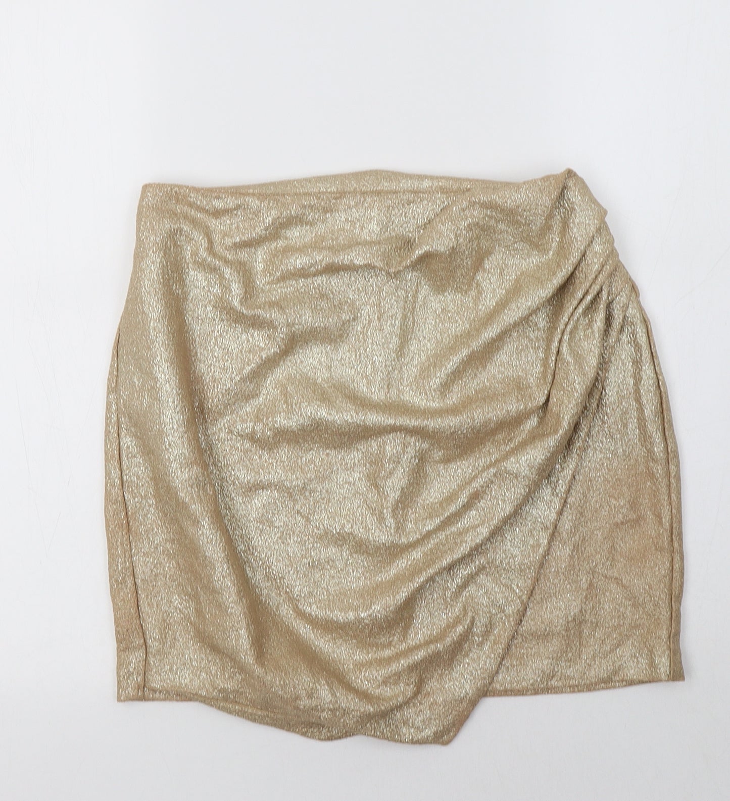 River Island Womens Gold  Polyester Mini Skirt Size 10