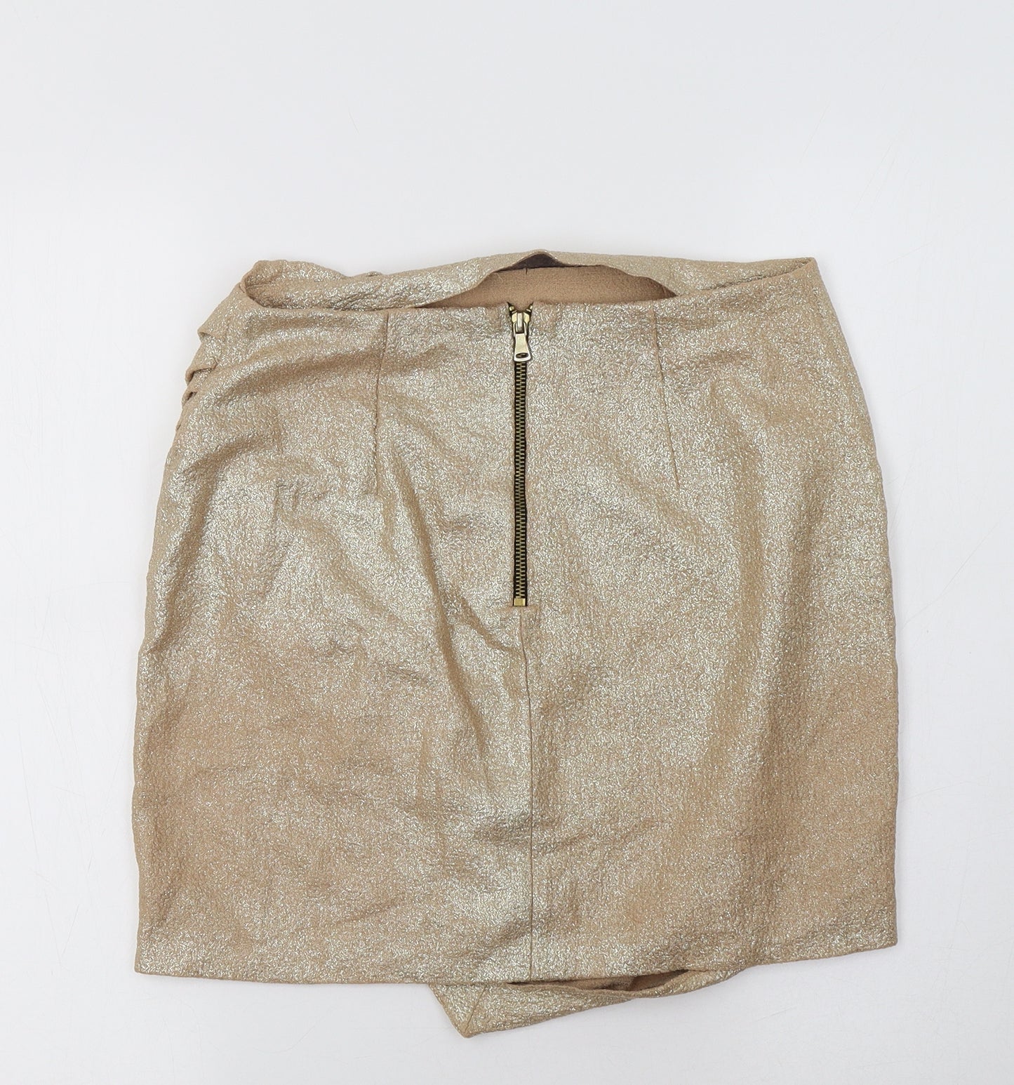 River Island Womens Gold  Polyester Mini Skirt Size 10