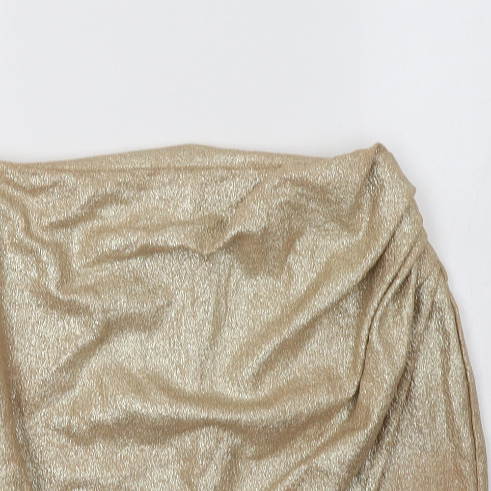 River Island Womens Gold  Polyester Mini Skirt Size 10