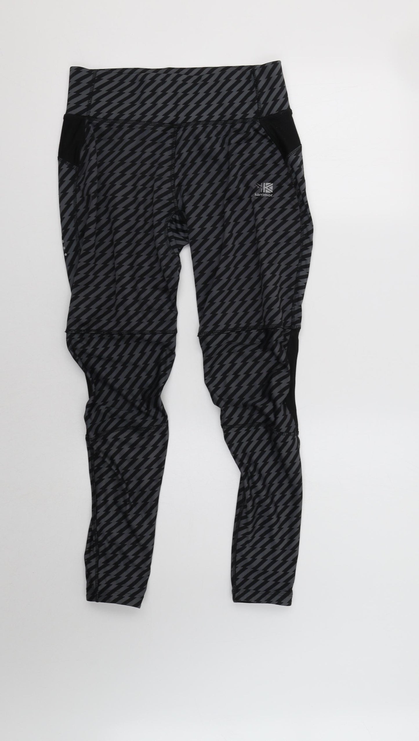 Karrimor Womens Grey Geometric Polyester Compression Leggings Size 12 L28 in Regular