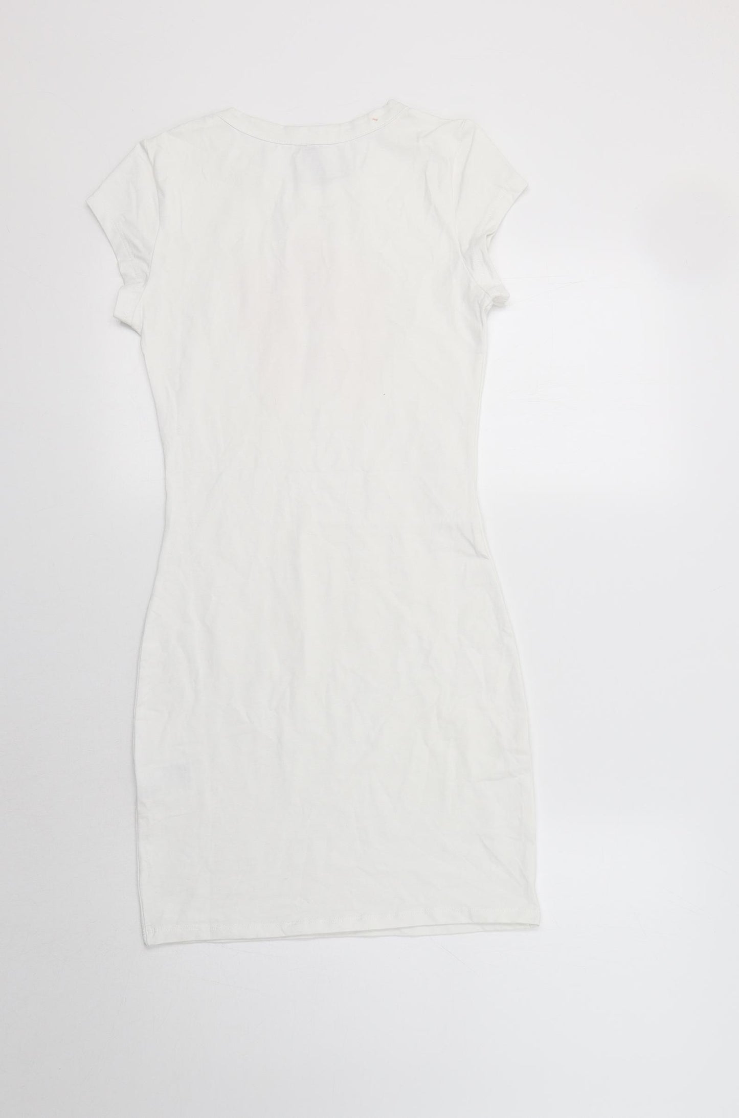 H&M Womens White  Cotton T-Shirt Dress  Size S  Crew Neck