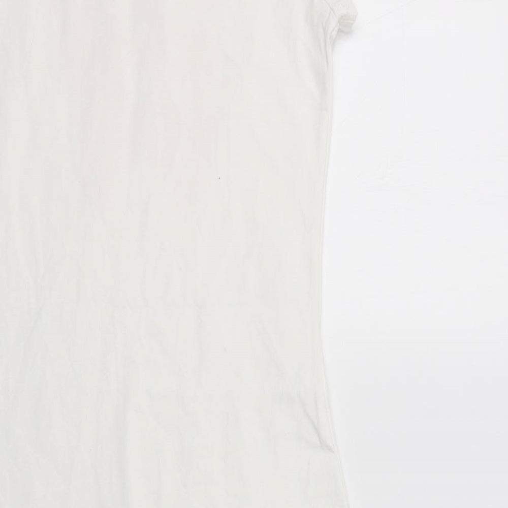 H&M Womens White  Cotton T-Shirt Dress  Size S  Crew Neck