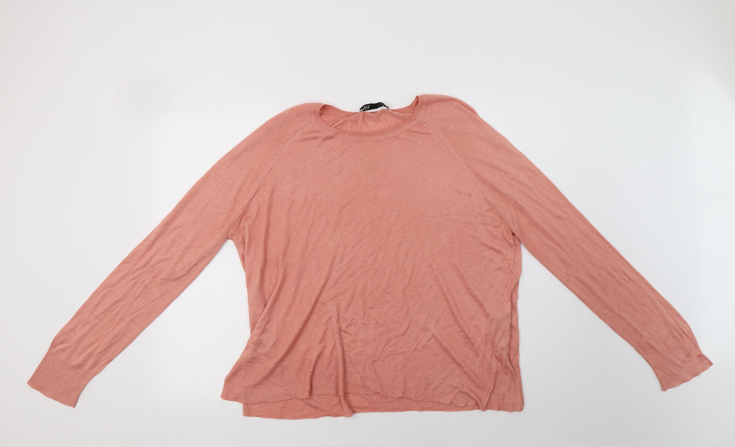 Zara Womens Pink Crew Neck  Viscose Pullover Jumper Size L