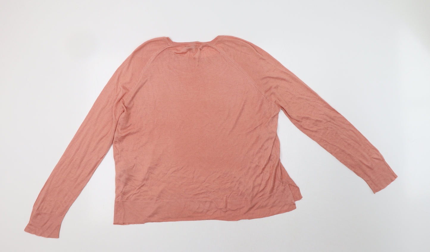 Zara Womens Pink Crew Neck  Viscose Pullover Jumper Size L