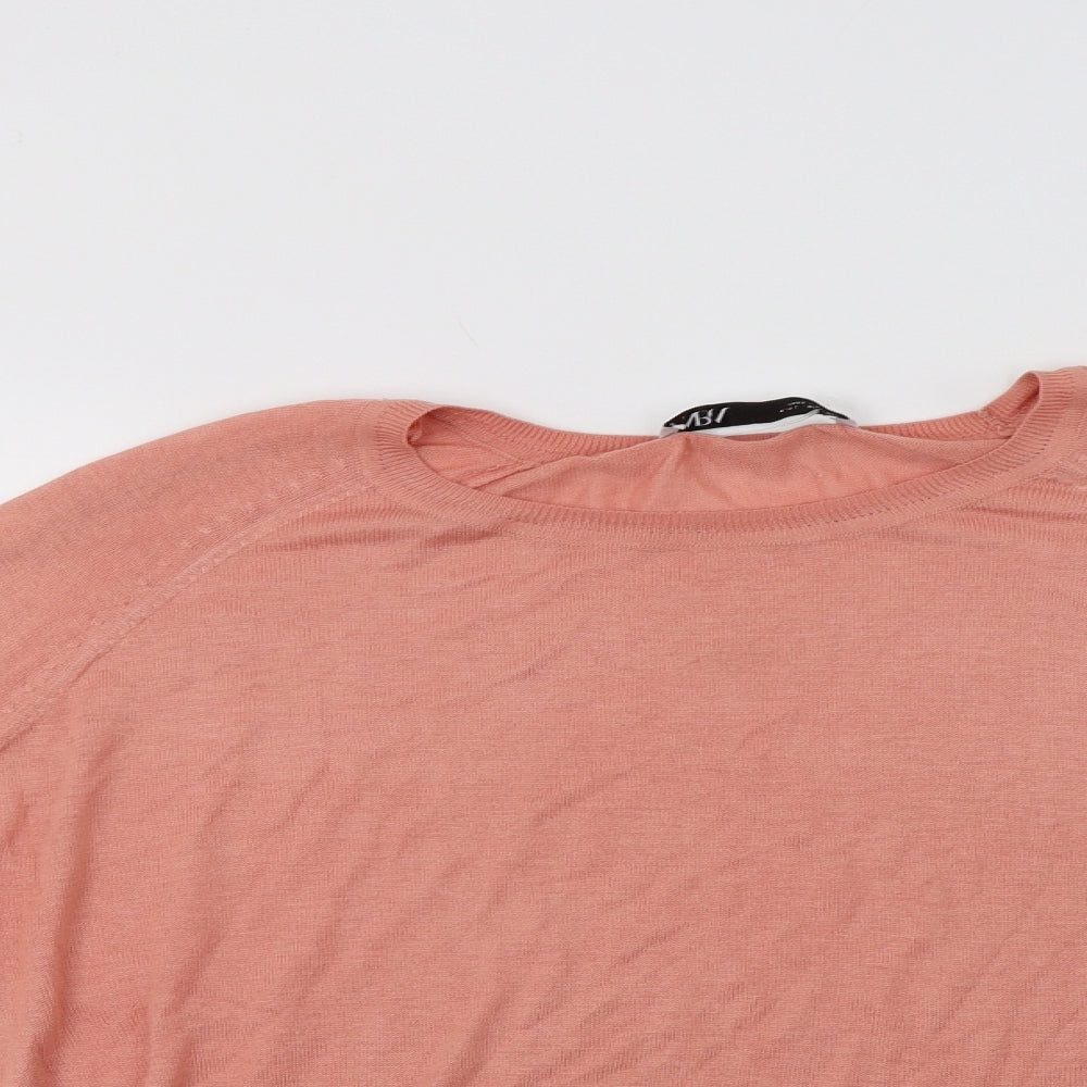 Zara Womens Pink Crew Neck  Viscose Pullover Jumper Size L