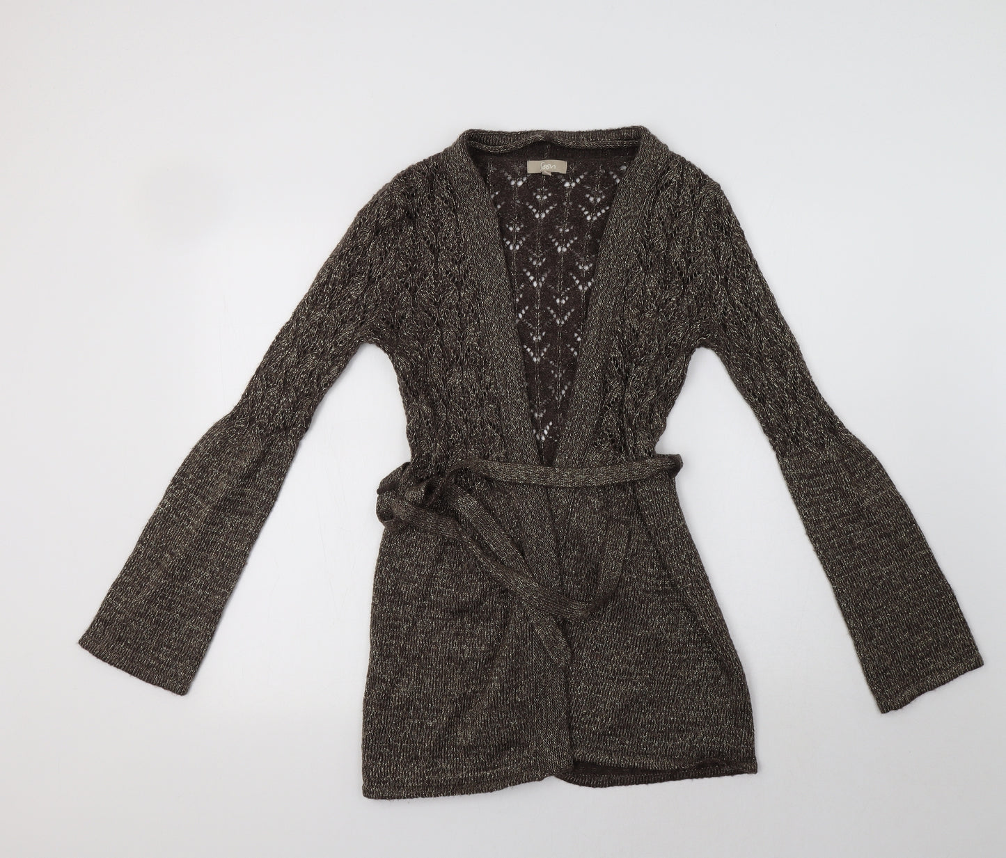 Soon Womens Brown V-Neck  Acrylic Cardigan Jumper Size 10