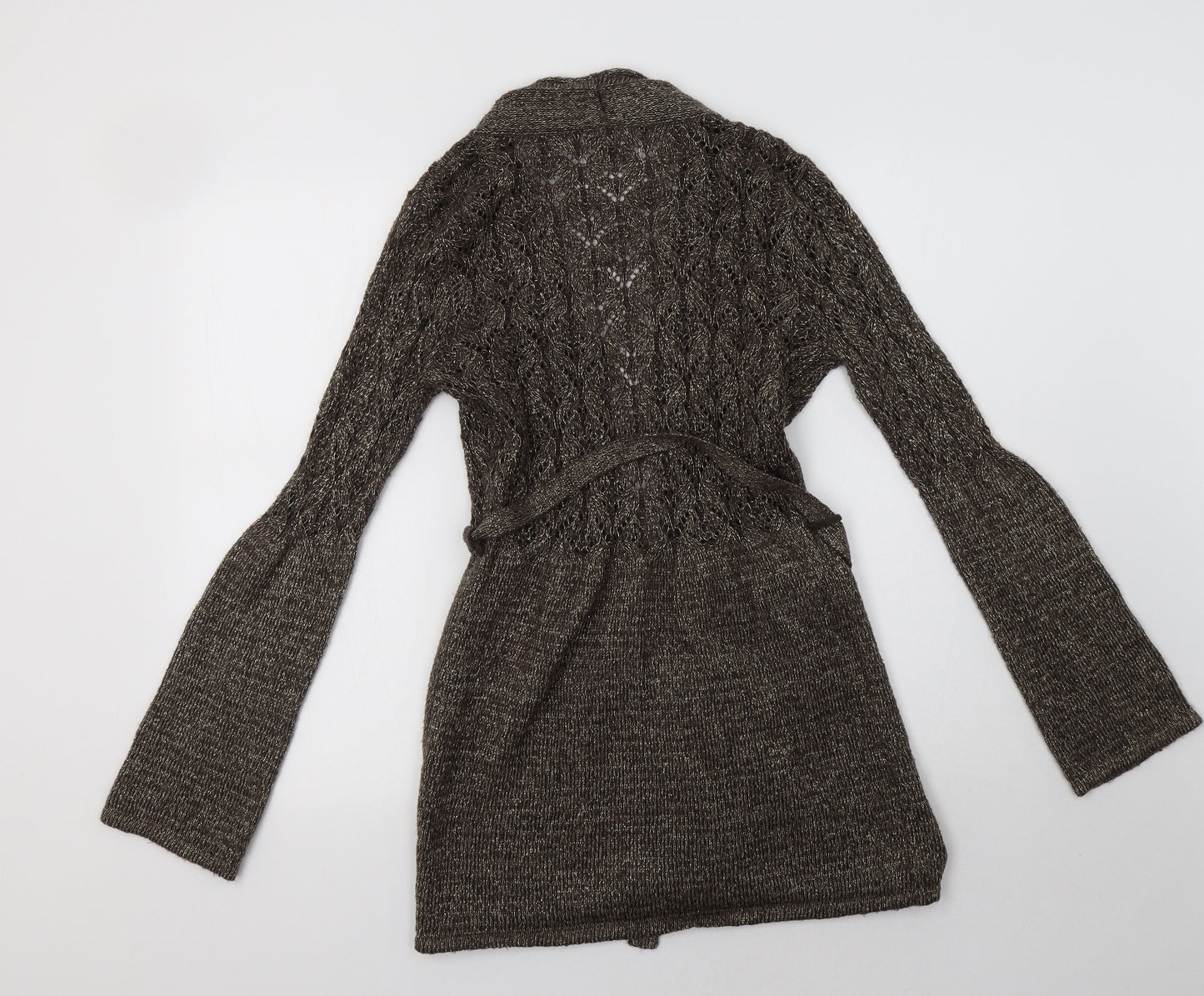 Soon Womens Brown V-Neck  Acrylic Cardigan Jumper Size 10