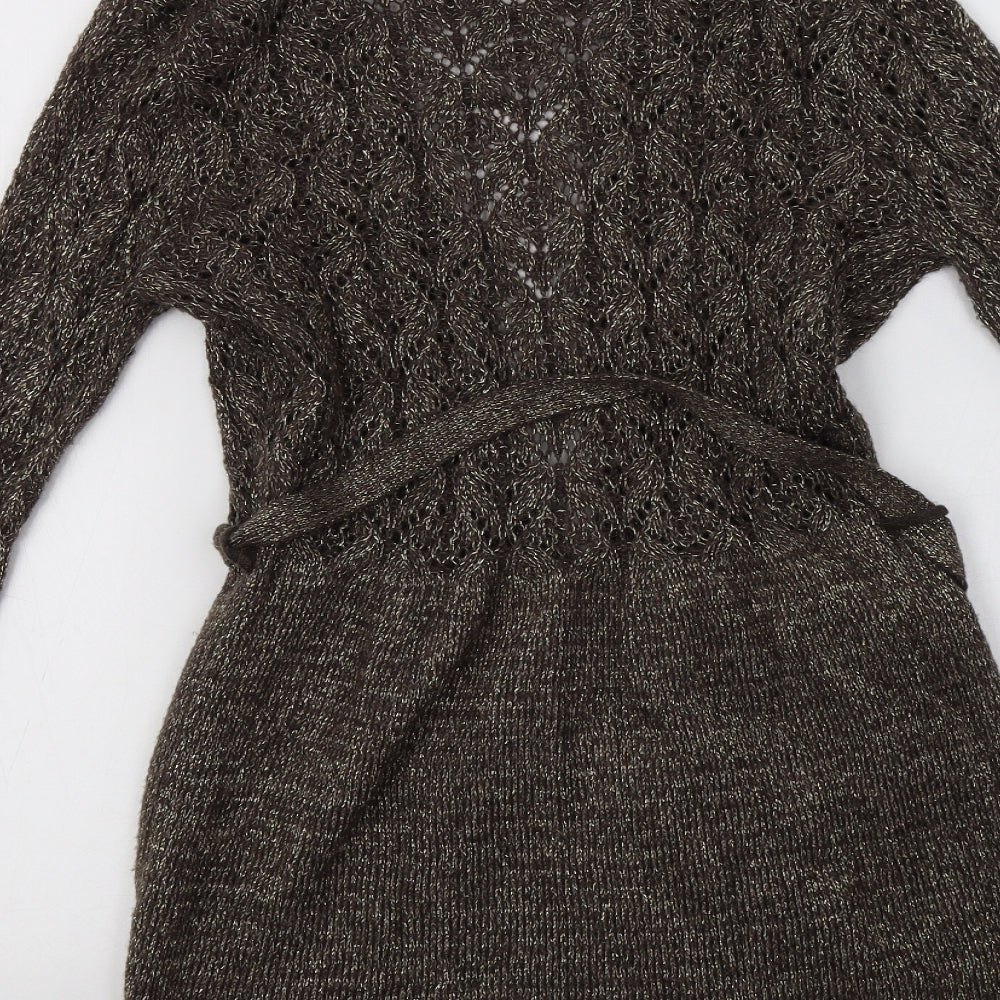 Soon Womens Brown V-Neck  Acrylic Cardigan Jumper Size 10