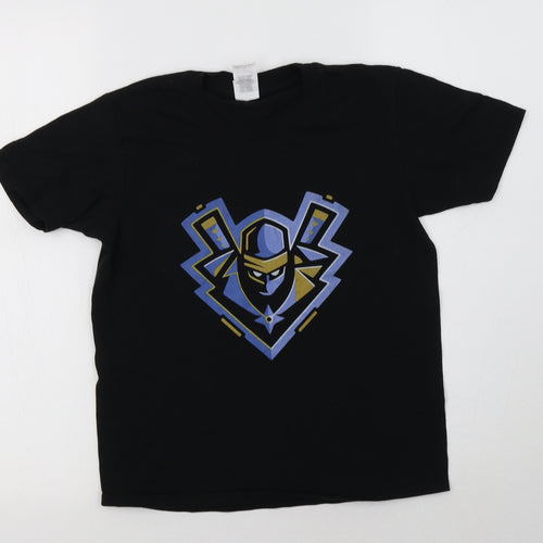 Gildan Boys Black  Cotton Basic T-Shirt Size 9-10 Years Crew Neck