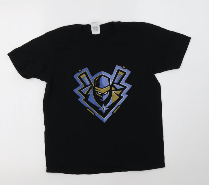 Gildan Boys Black  Cotton Basic T-Shirt Size 9-10 Years Crew Neck