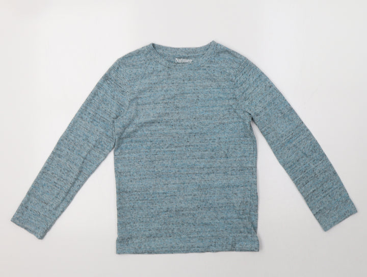 Nutmeg Girls Blue  Cotton Basic T-Shirt Size 9-10 Years Crew Neck