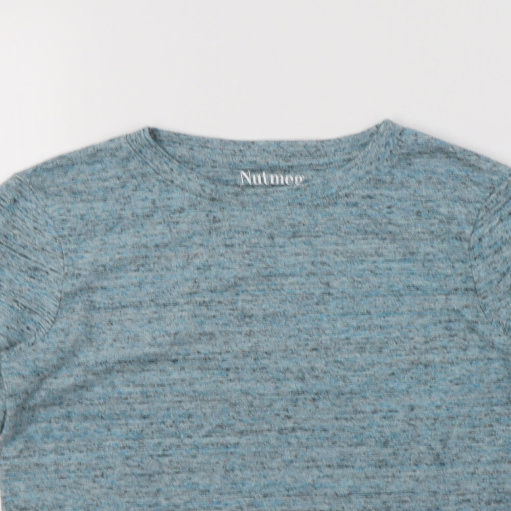 Nutmeg Girls Blue  Cotton Basic T-Shirt Size 9-10 Years Crew Neck