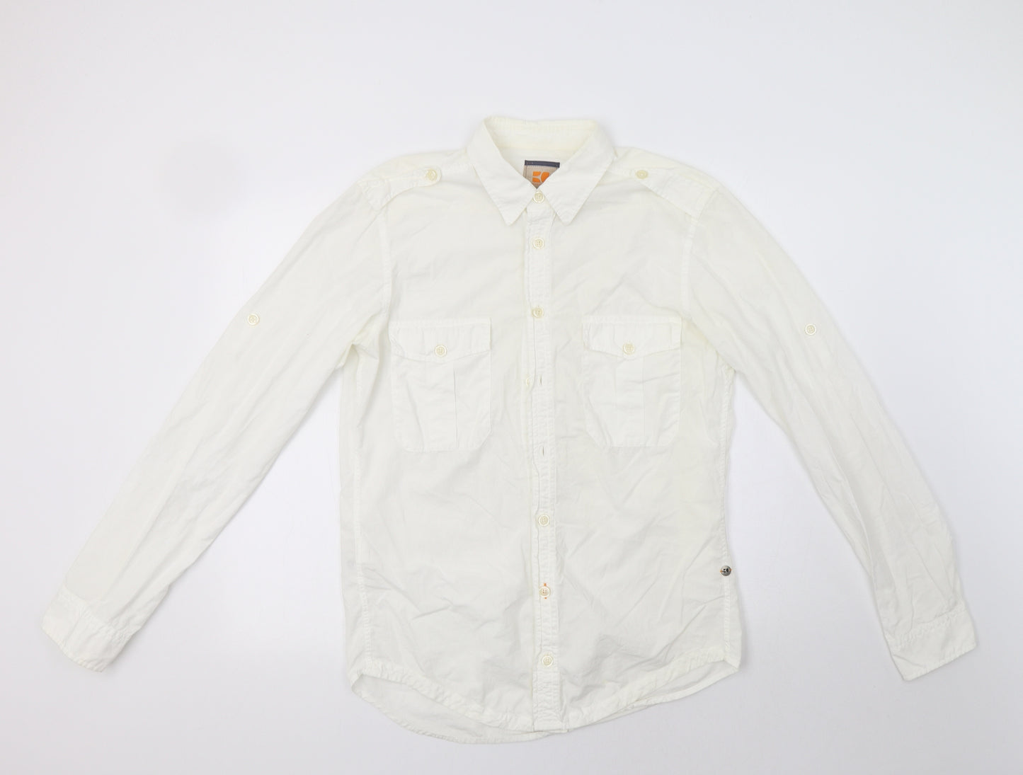 Boss Orange Mens White  Cotton  Button-Up Size M Collared