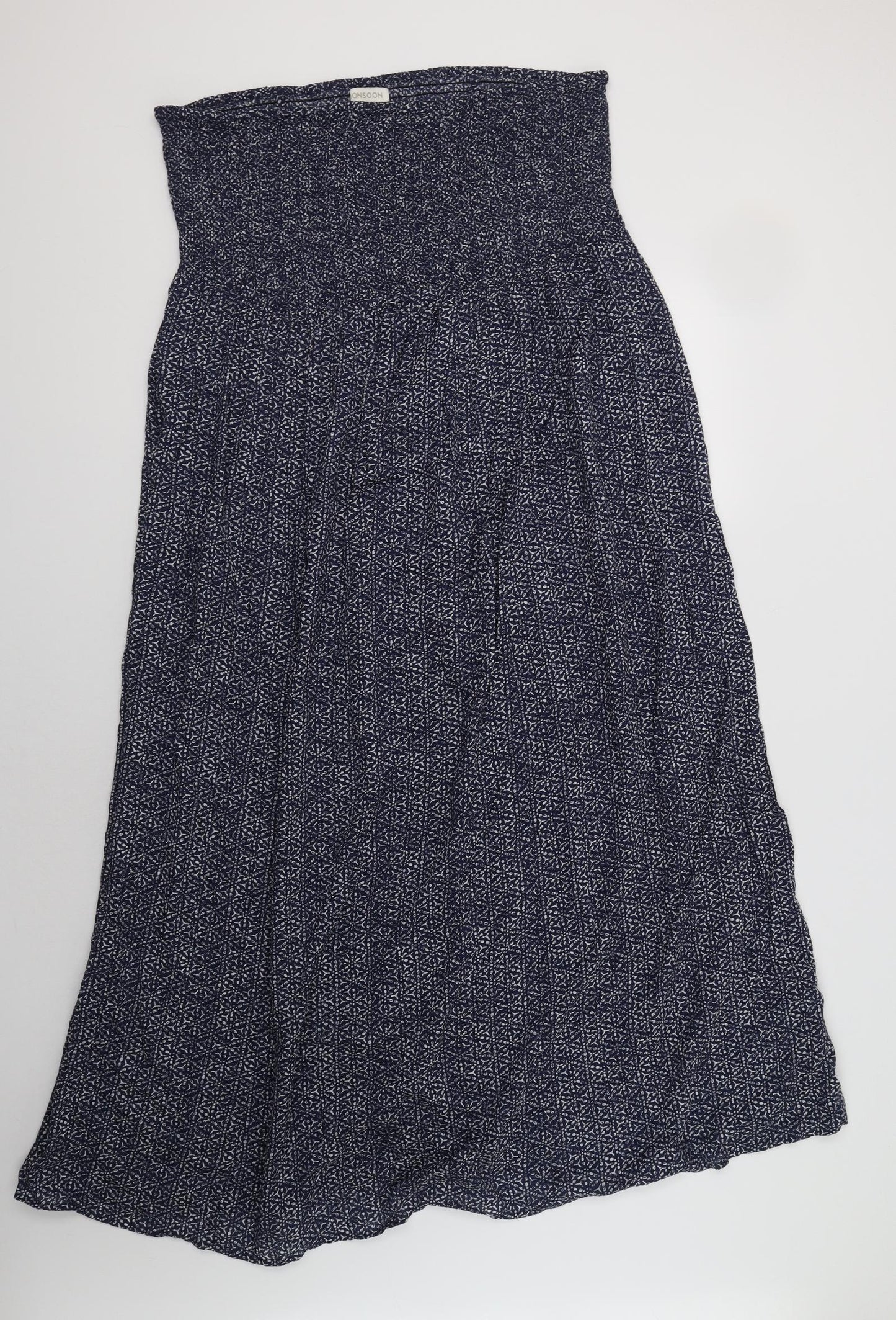 Monsoon Womens Blue Geometric Viscose Maxi  Size XL  Off the Shoulder