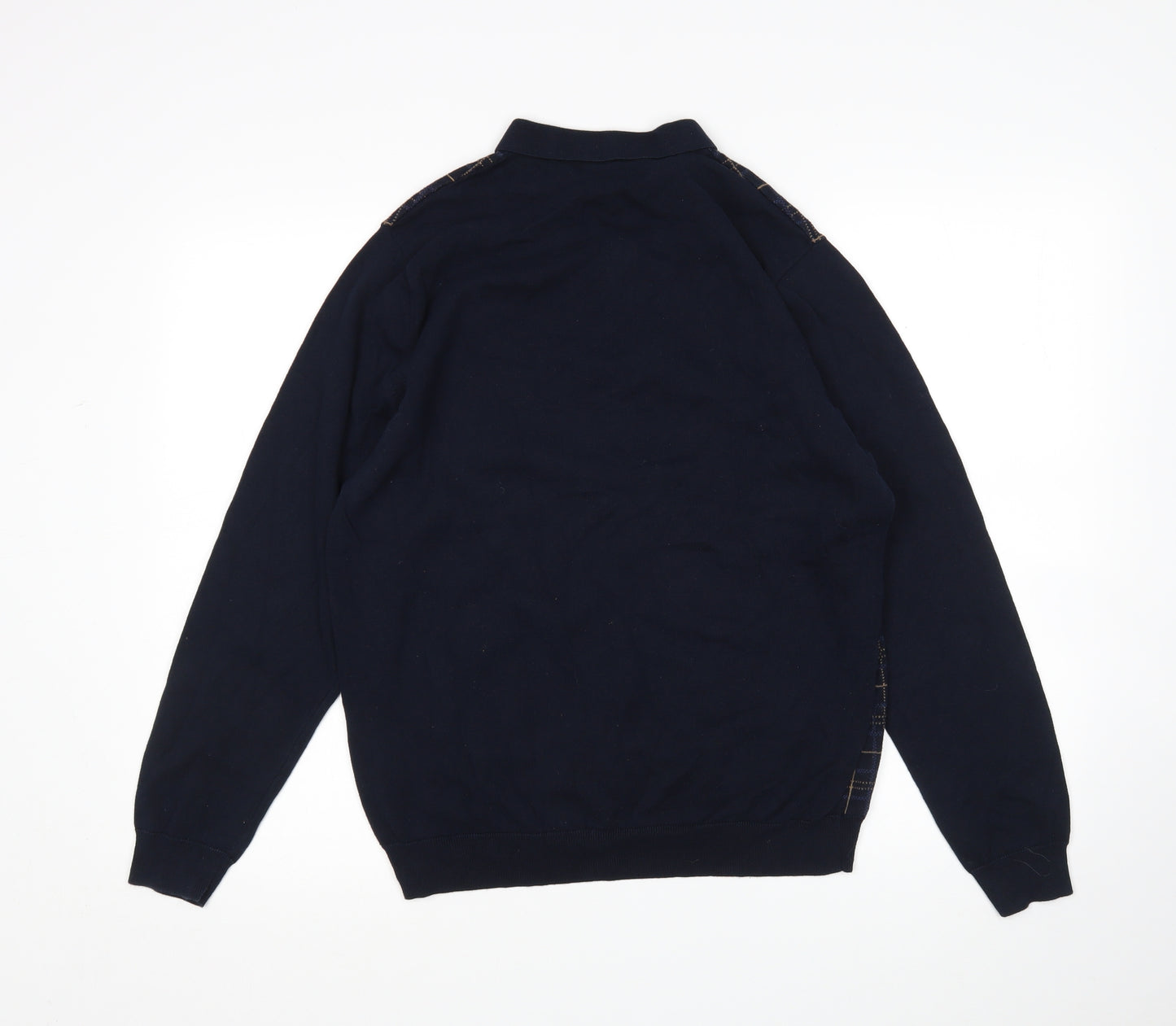 George Mens Multicoloured Collared Check Cotton Pullover Jumper Size L