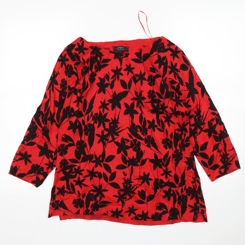 Matalan Womens Multicoloured Round Neck Floral Acrylic Pullover Jumper Size 14