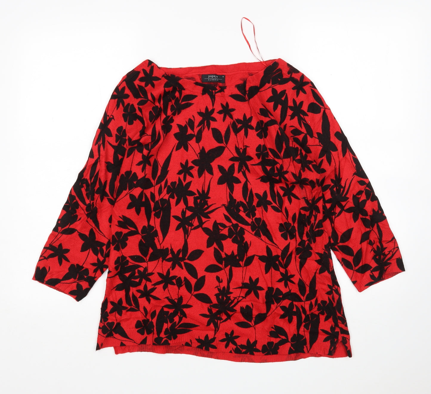 Matalan Womens Multicoloured Round Neck Floral Acrylic Pullover Jumper Size 14