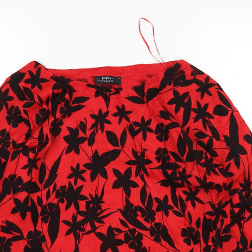 Matalan Womens Multicoloured Round Neck Floral Acrylic Pullover Jumper Size 14