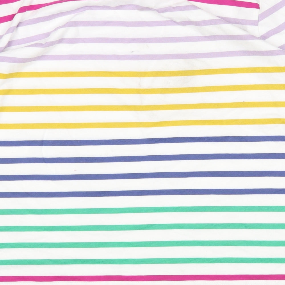 Woolovers Womens Multicoloured Striped Cotton Basic T-Shirt Size L Round Neck