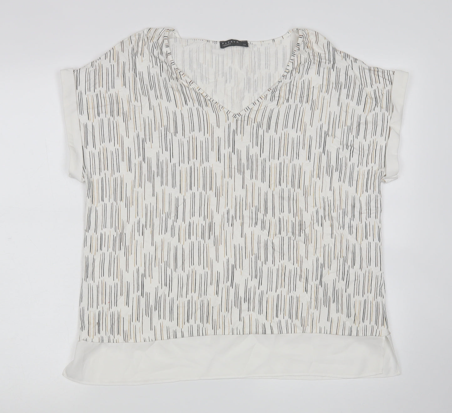 Papaya Womens Multicoloured Geometric Viscose Basic Blouse Size 14 V-Neck