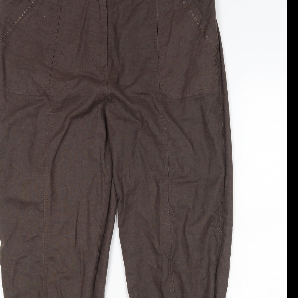 DASH Womens Brown  Linen Trousers  Size 16 L29 in Regular