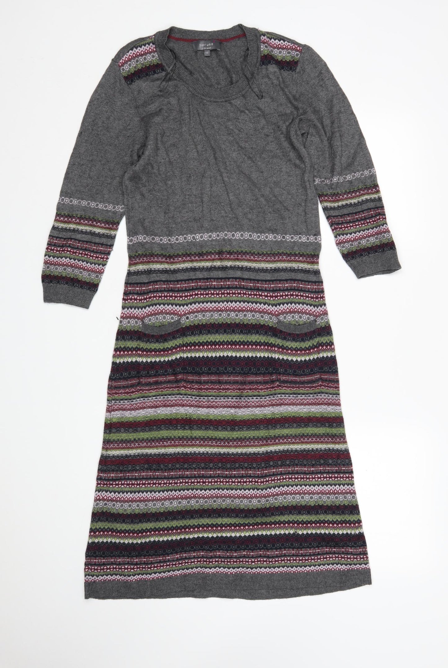 Per Una Womens Multicoloured Striped Viscose Jumper Dress  Size 10  Round Neck
