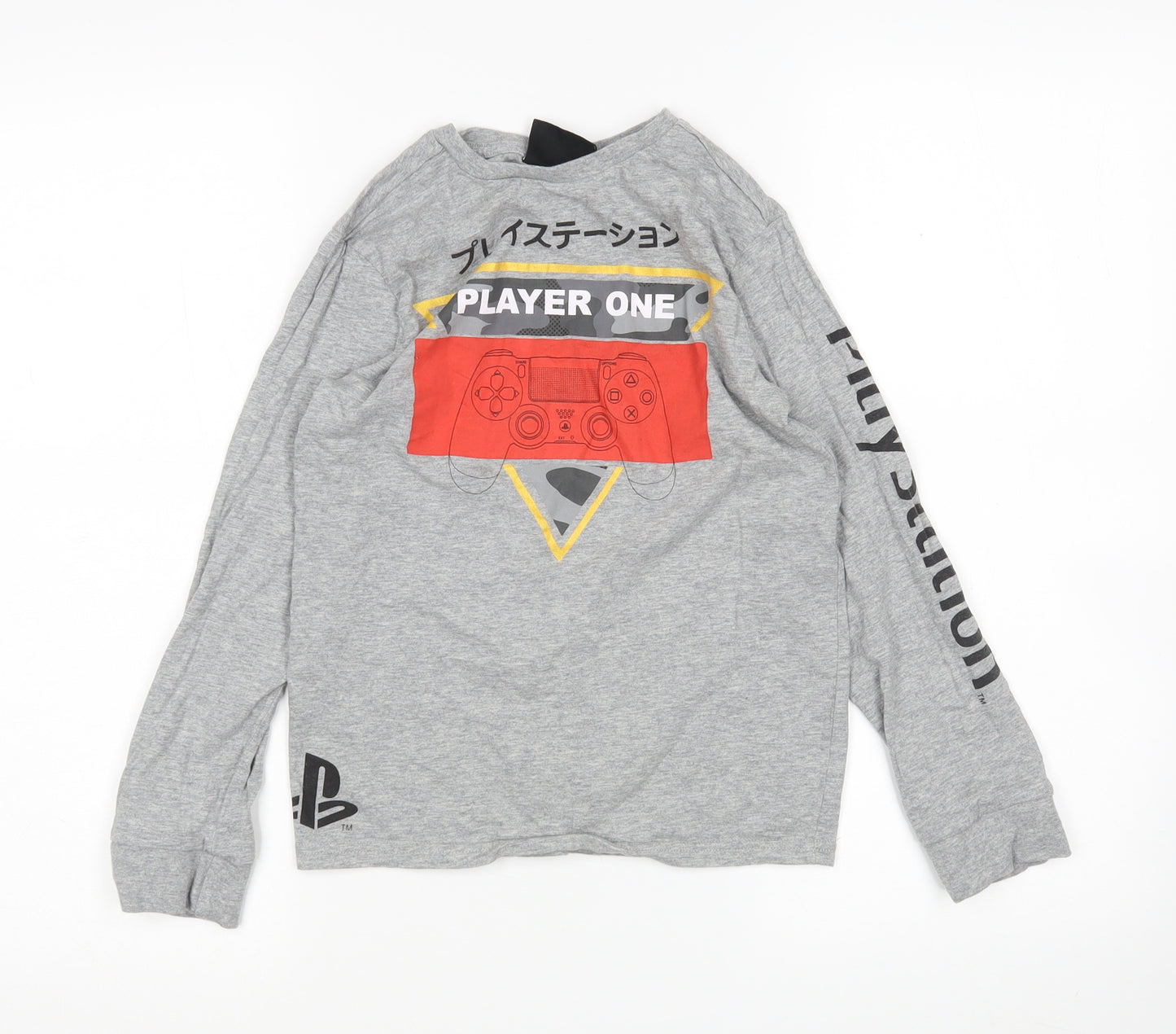 George Boys Grey  Cotton Basic T-Shirt Size 8-9 Years Round Neck  - PlayStation