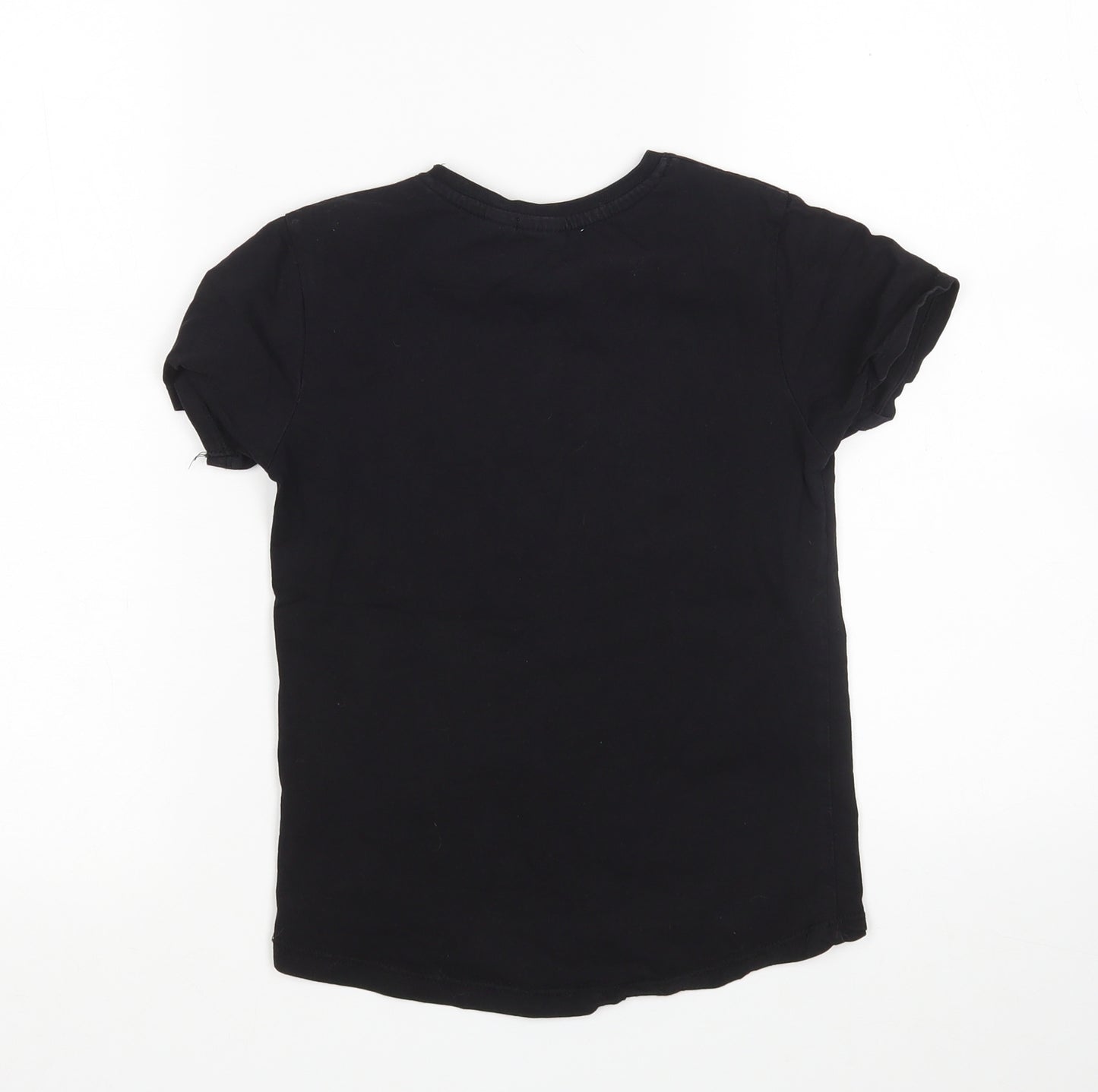 Primark Boys Black  Cotton Basic T-Shirt Size 5-6 Years Round Neck  - Simba