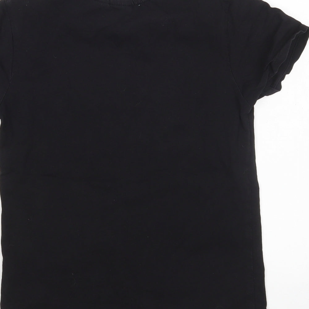 Primark Boys Black  Cotton Basic T-Shirt Size 5-6 Years Round Neck  - Simba