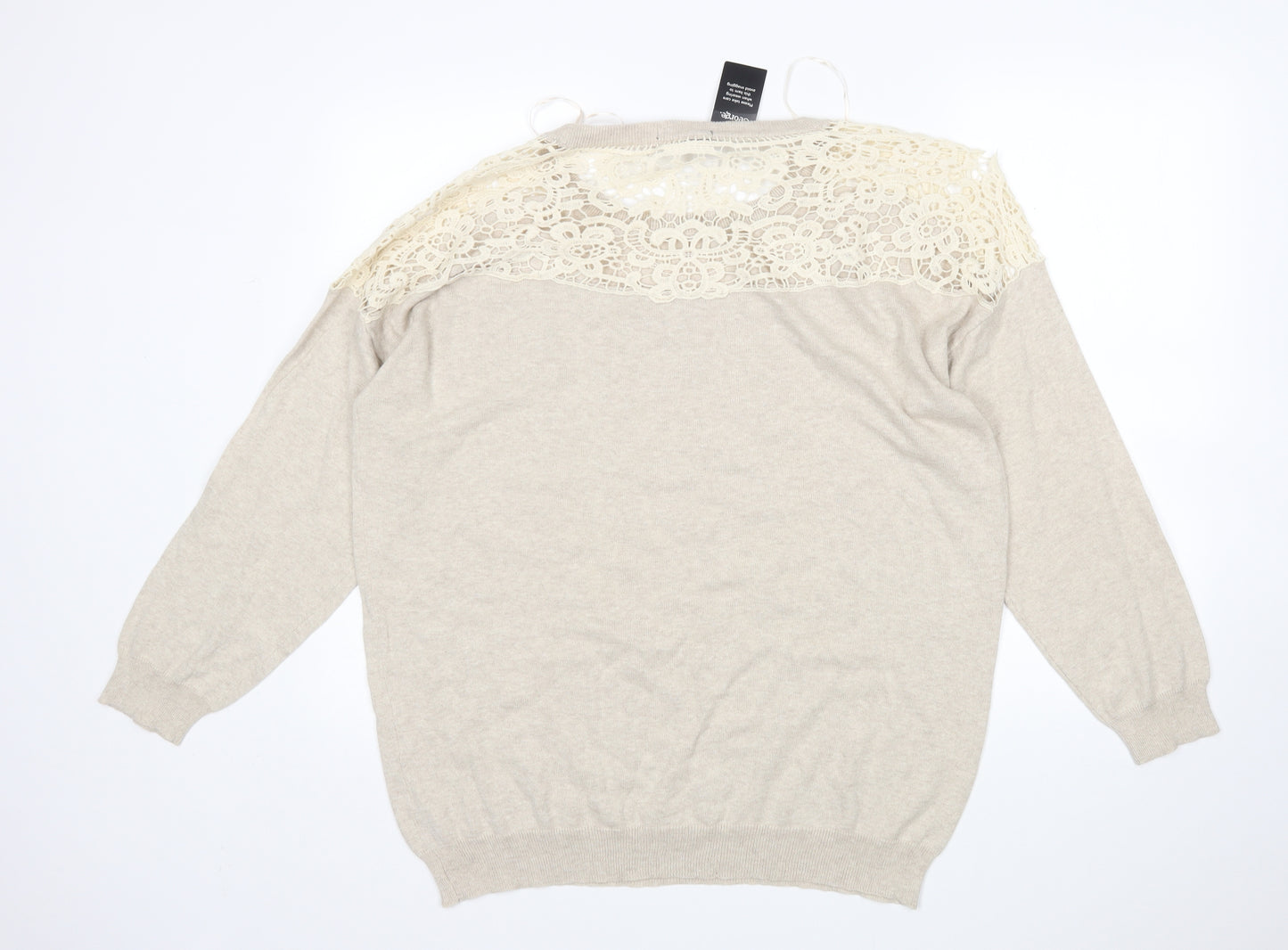 George Womens Beige Round Neck  Cotton Pullover Jumper Size 20