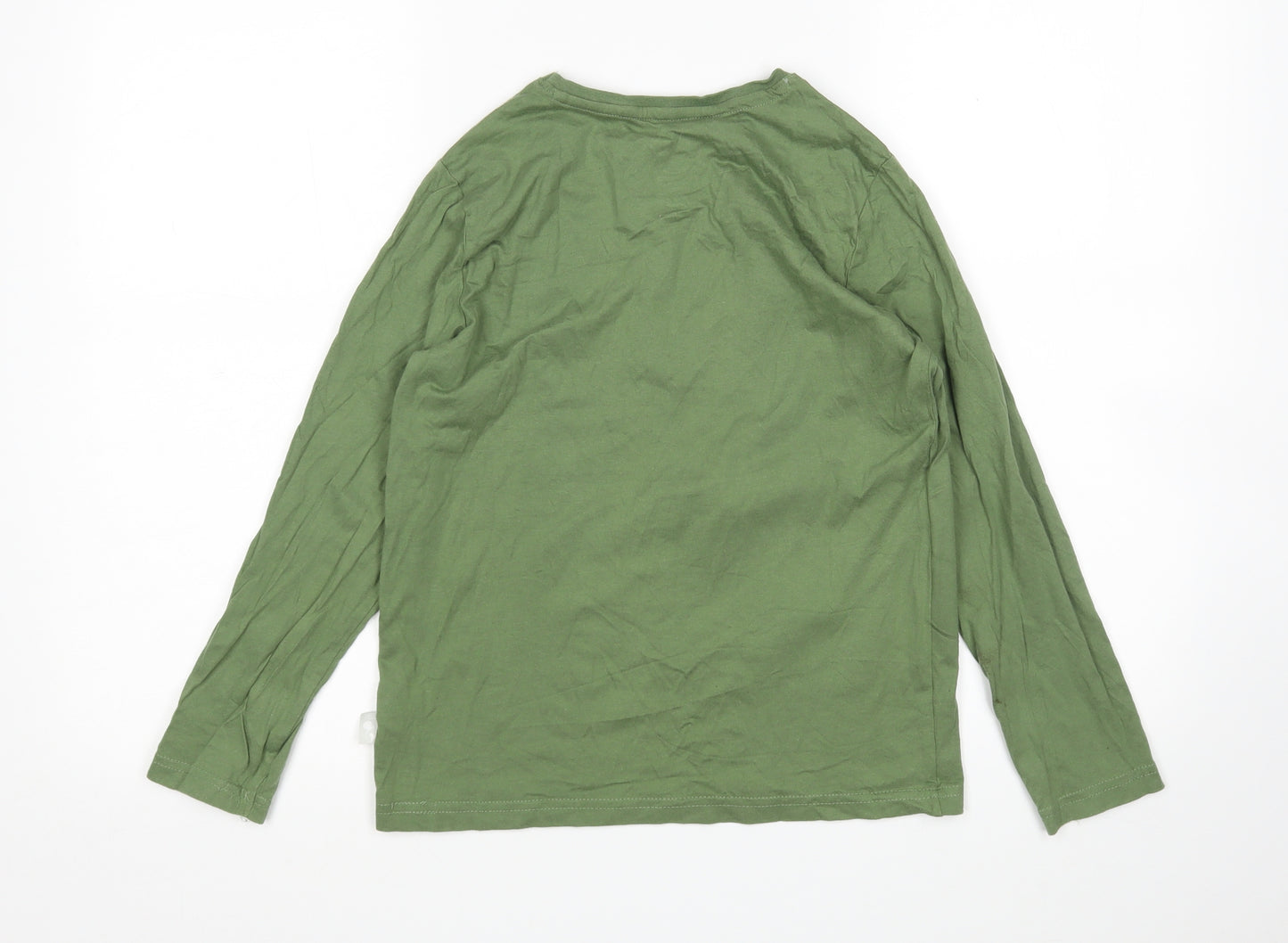 Primark Girls Green  Cotton Basic T-Shirt Size 9-10 Years Round Neck  - Micky Mouse