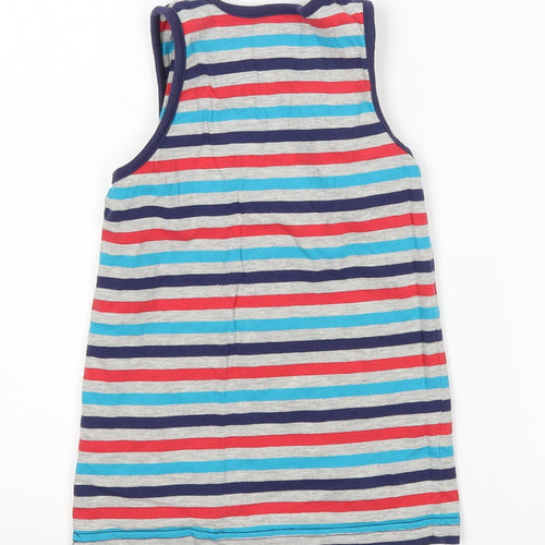 George Boys Multicoloured Striped Cotton Basic Tank Size 4-5 Years Round Neck