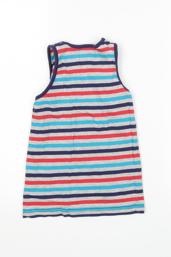 George Boys Multicoloured Striped Cotton Basic Tank Size 4-5 Years Round Neck