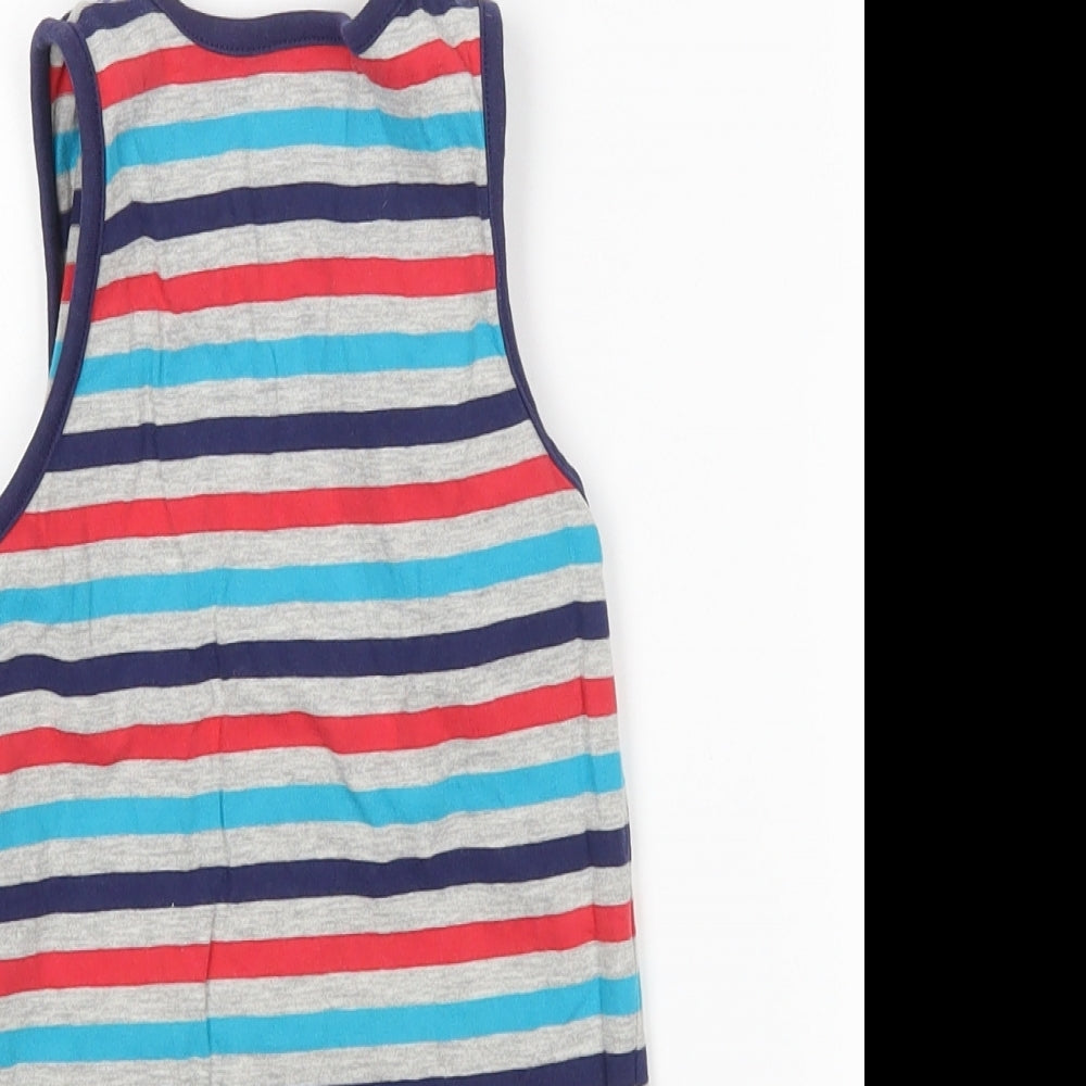 George Boys Multicoloured Striped Cotton Basic Tank Size 4-5 Years Round Neck