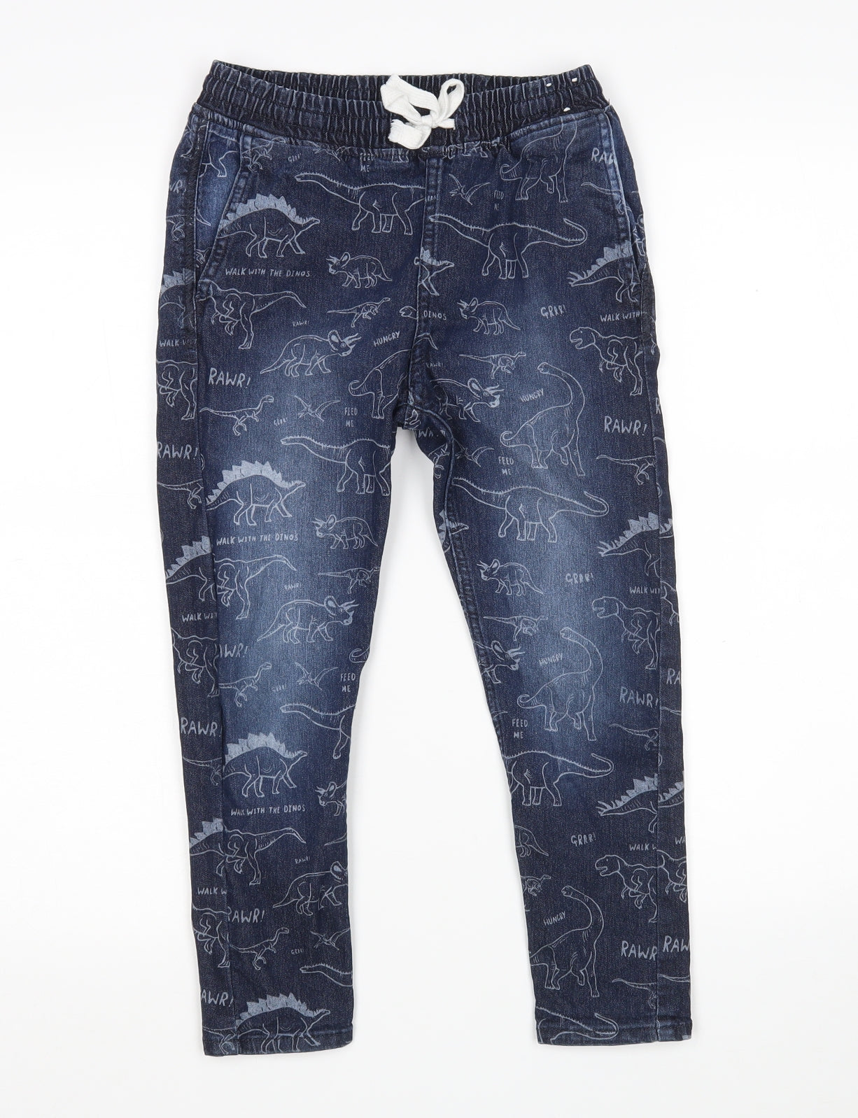 H&M Boys Blue  Cotton Straight Jeans Size 8 Years  Regular  - Dinosaur