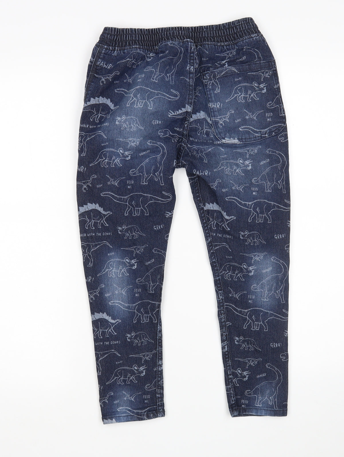 H&M Boys Blue  Cotton Straight Jeans Size 8 Years  Regular  - Dinosaur